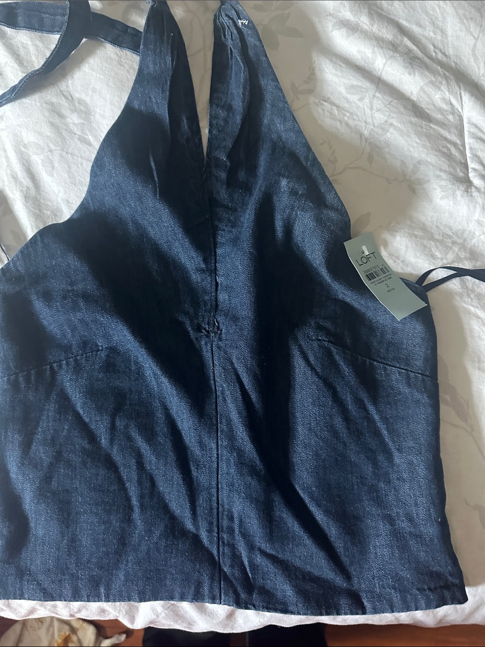 LOFT Dark Navy Denim Halter Tank